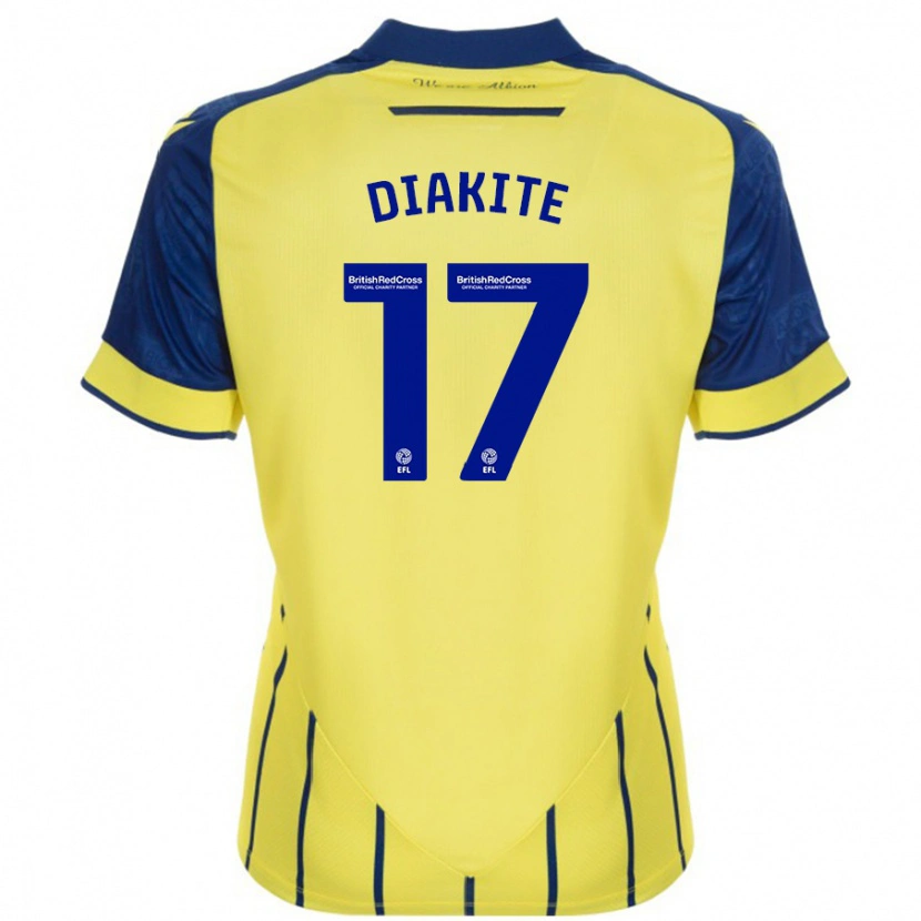 Danxen Dames Ousmane Diakité #17 Geel Blauw Uitshirt Uittenue 2024/25 T-Shirt