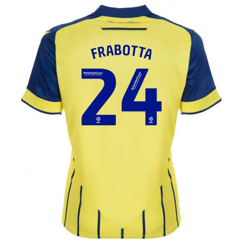 Danxen Dames Gianluca Frabotta #24 Geel Blauw Uitshirt Uittenue 2024/25 T-Shirt