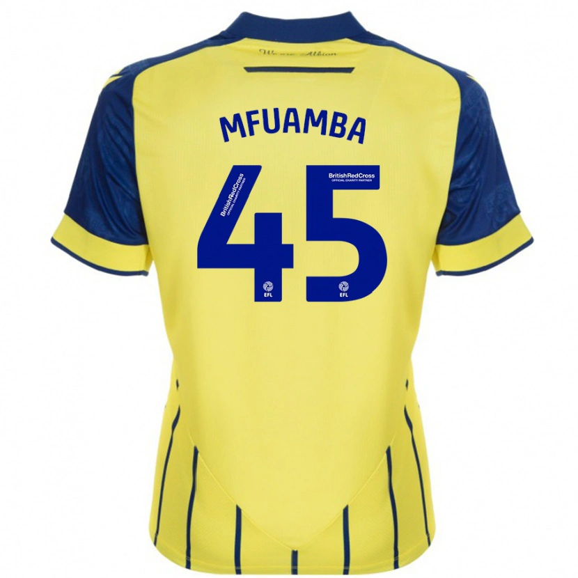 Danxen Dames Kevin Mfuamba #45 Geel Blauw Uitshirt Uittenue 2024/25 T-Shirt