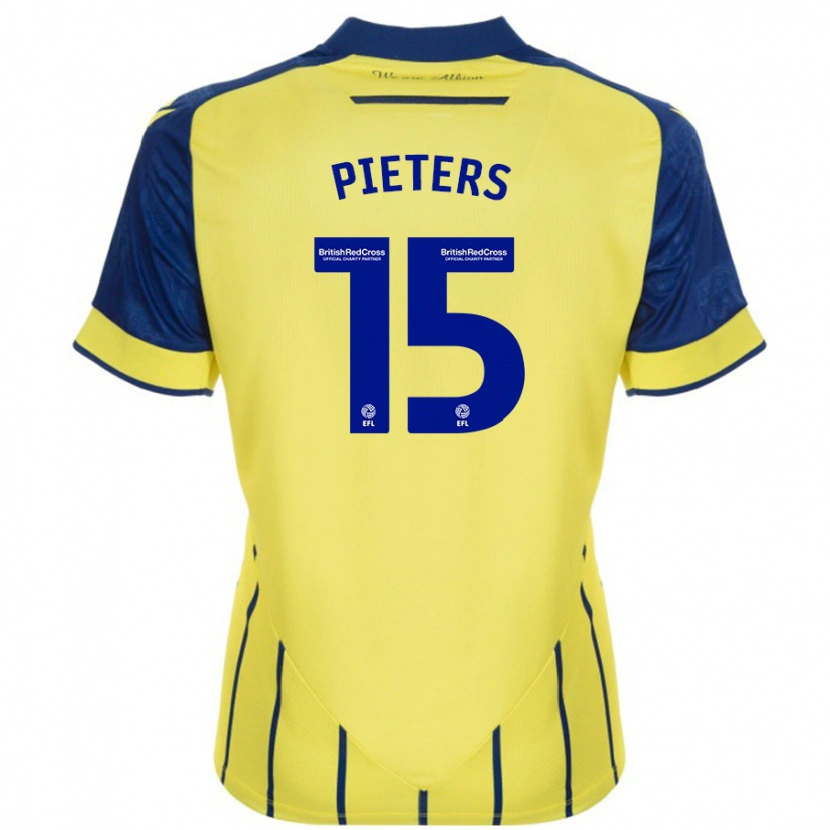 Danxen Dames Erik Pieters #15 Geel Blauw Uitshirt Uittenue 2024/25 T-Shirt