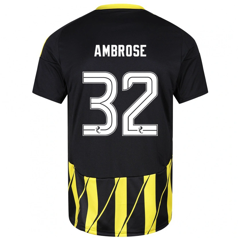 Danxen Dames Peter Ambrose #32 Zwart Geel Uitshirt Uittenue 2024/25 T-Shirt