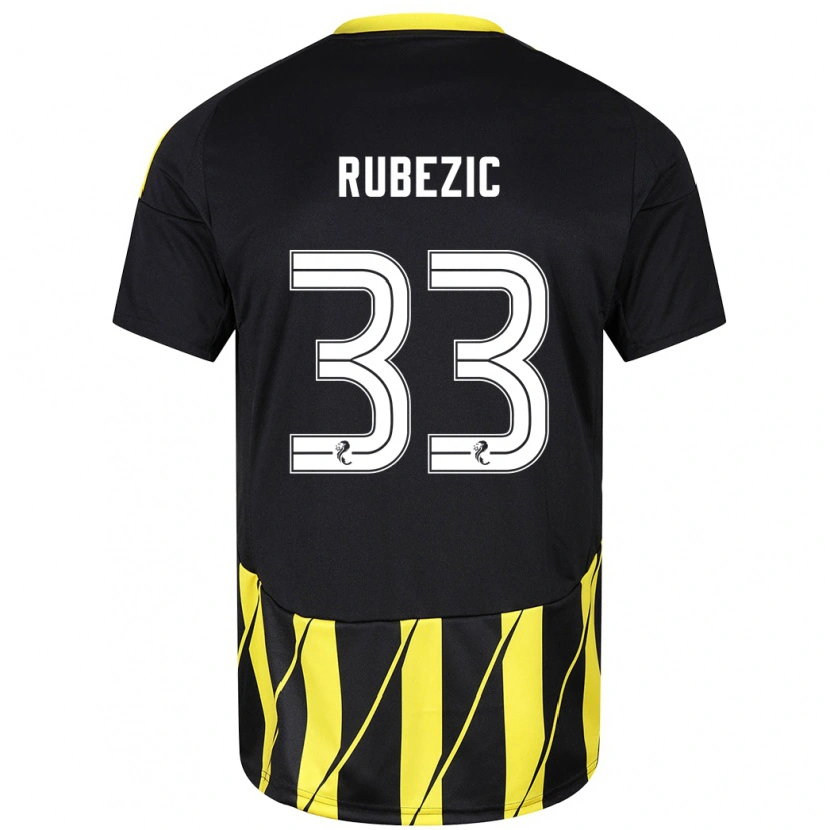 Danxen Dames Slobodan Rubezic #33 Zwart Geel Uitshirt Uittenue 2024/25 T-Shirt