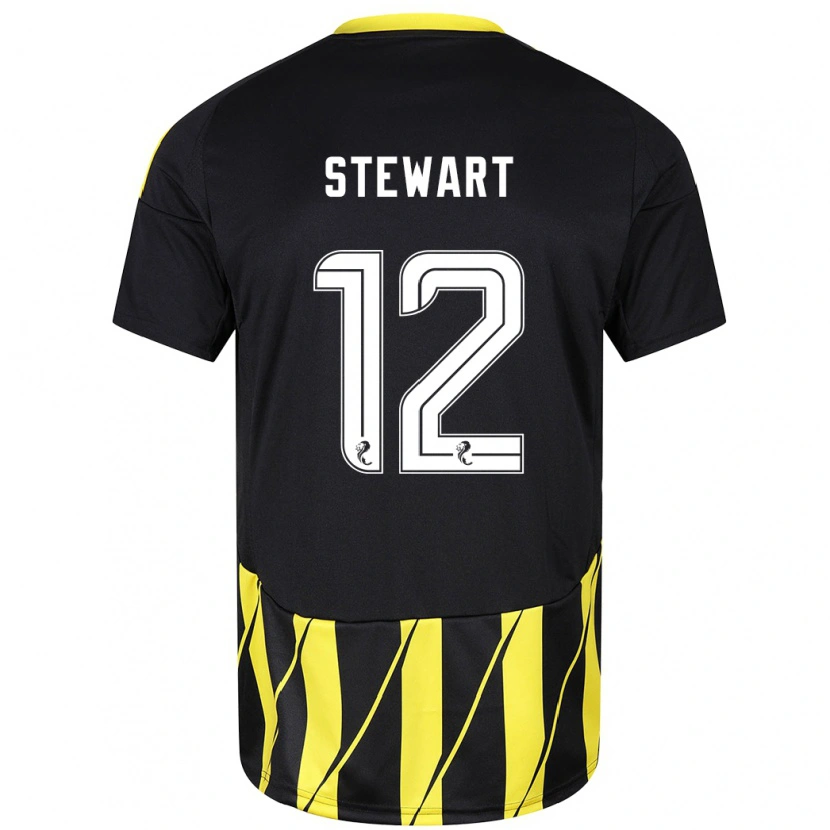 Danxen Dames Hannah Stewart #12 Zwart Geel Uitshirt Uittenue 2024/25 T-Shirt