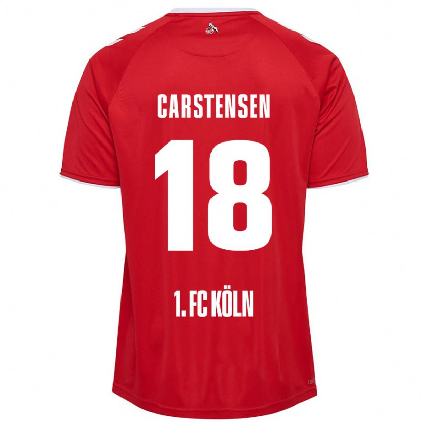 Danxen Dames Rasmus Carstensen #18 Rood Wit Uitshirt Uittenue 2024/25 T-Shirt