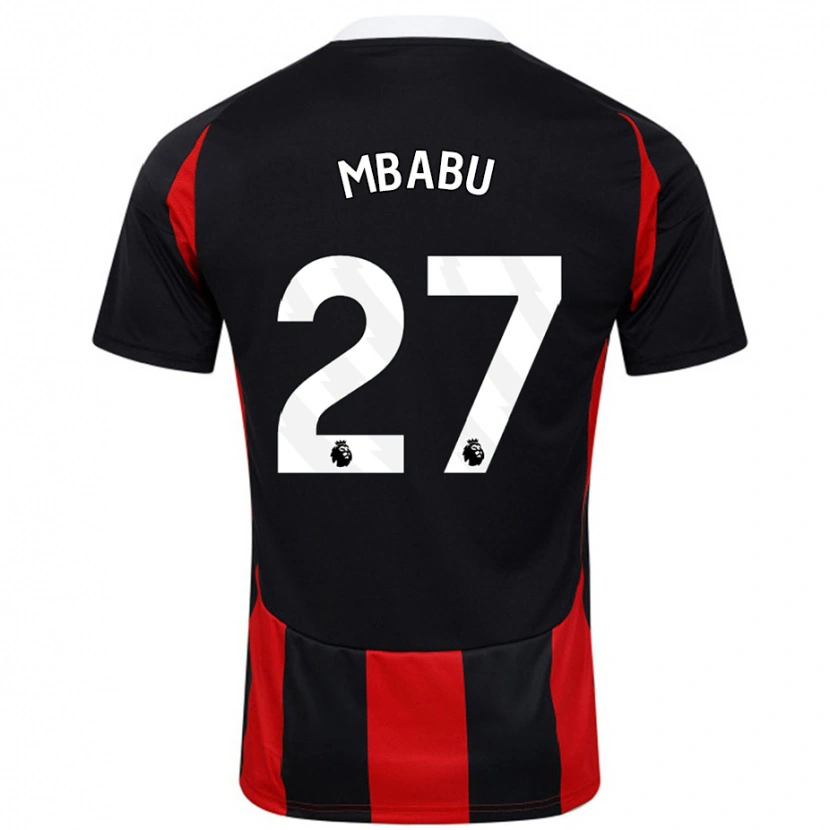 Danxen Dames Kevin Mbabu #27 Zwart Rood Uitshirt Uittenue 2024/25 T-Shirt