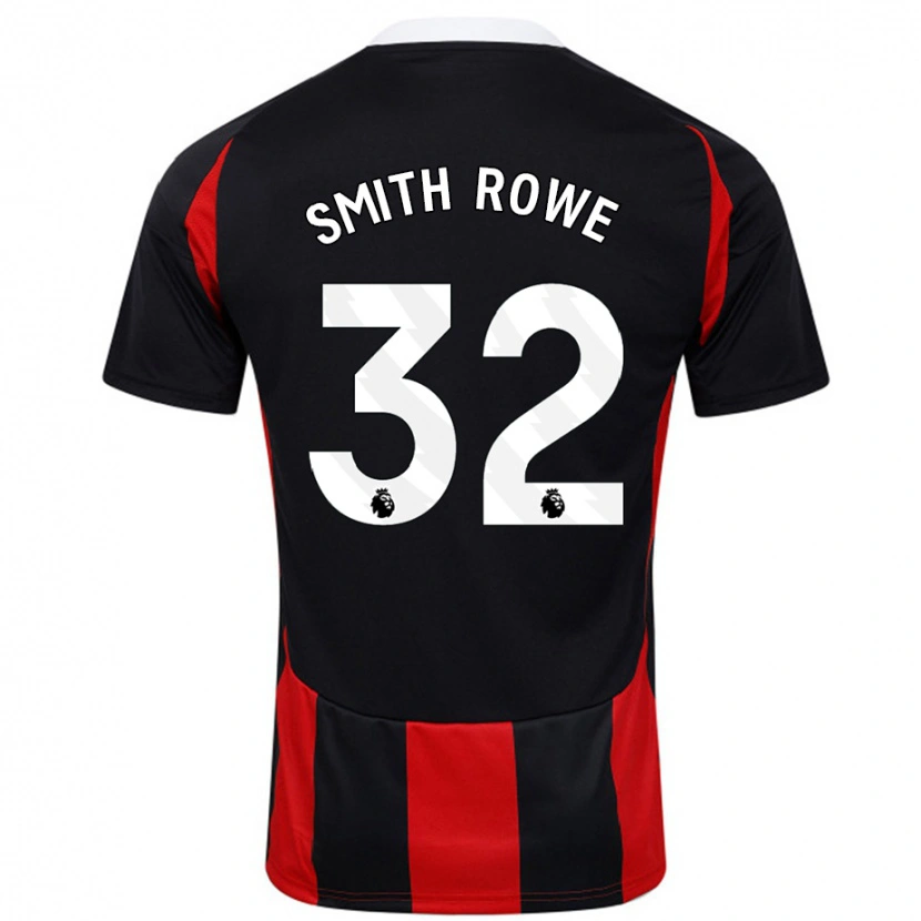 Danxen Dames Emile Smith Rowe #32 Zwart Rood Uitshirt Uittenue 2024/25 T-Shirt