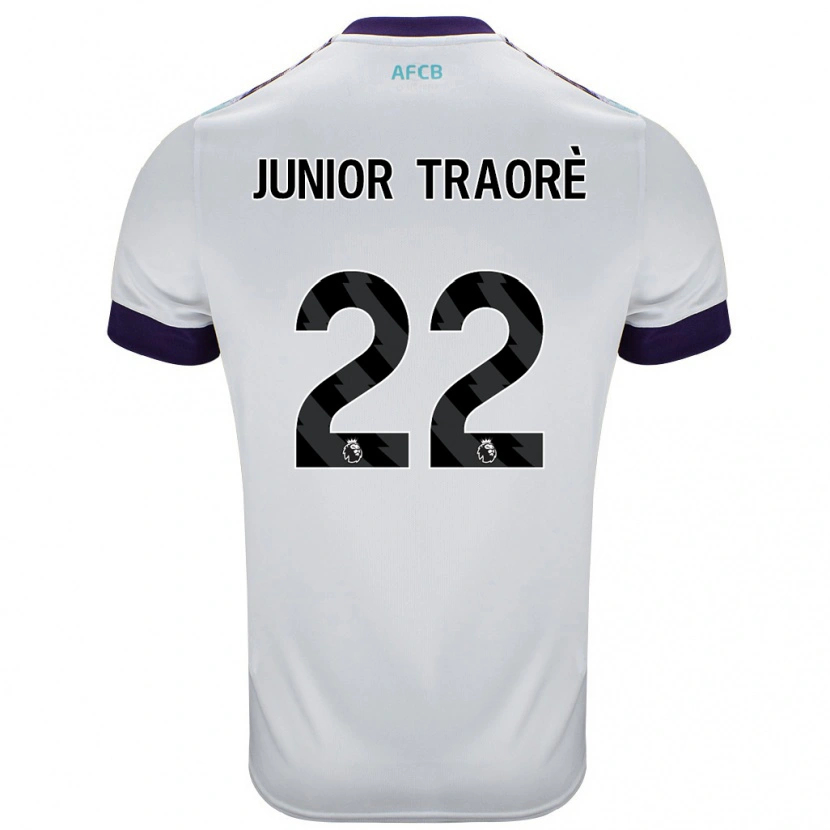 Danxen Dames Hamed Junior Traorè #22 Wit Groen Paars Uitshirt Uittenue 2024/25 T-Shirt