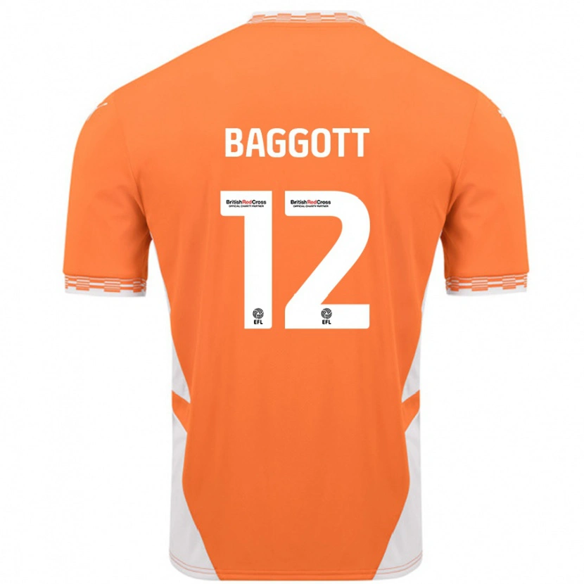 Danxen Kinderen Elkan Baggott #12 Oranje Wit Thuisshirt Thuistenue 2024/25 T-Shirt