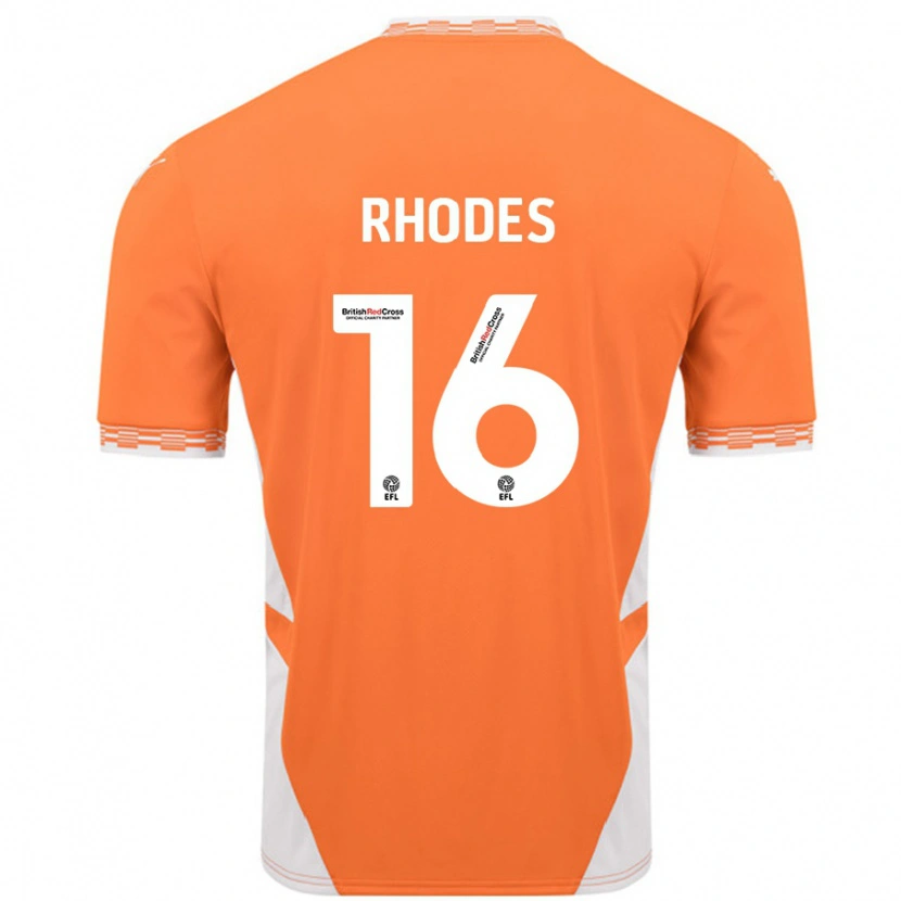 Danxen Kinderen Jordan Rhodes #16 Oranje Wit Thuisshirt Thuistenue 2024/25 T-Shirt