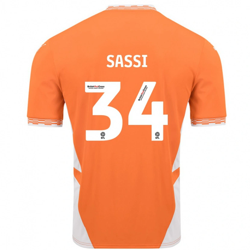 Danxen Kinderen Dan Sassi #34 Oranje Wit Thuisshirt Thuistenue 2024/25 T-Shirt