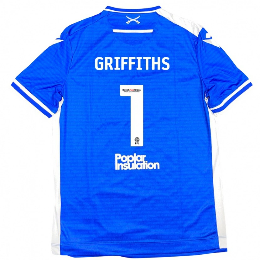 Danxen Kinderen Josh Griffiths #1 Blauw Wit Thuisshirt Thuistenue 2024/25 T-Shirt