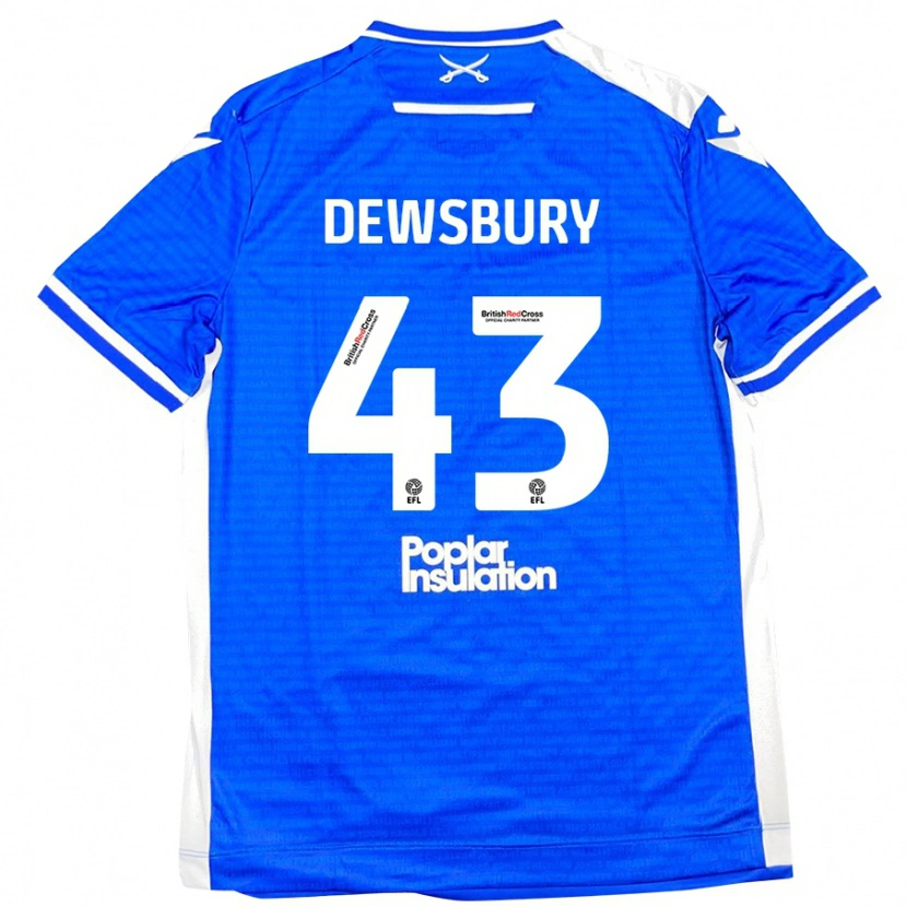 Danxen Kinderen Ollie Dewsbury #43 Blauw Wit Thuisshirt Thuistenue 2024/25 T-Shirt