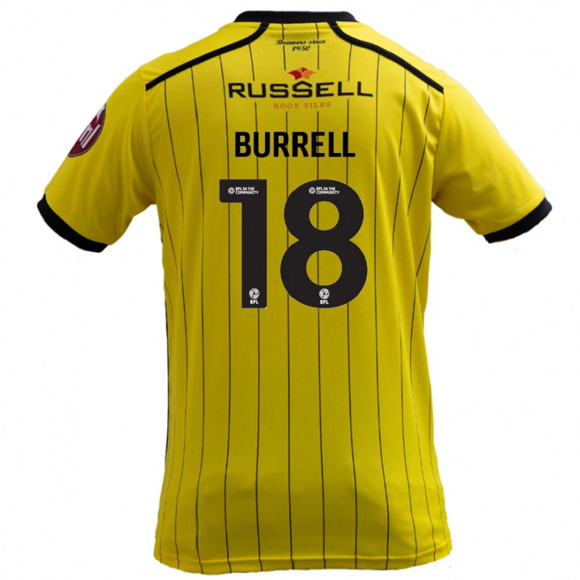 Danxen Kinderen Rumarn Burrell #18 Geel Thuisshirt Thuistenue 2024/25 T-Shirt