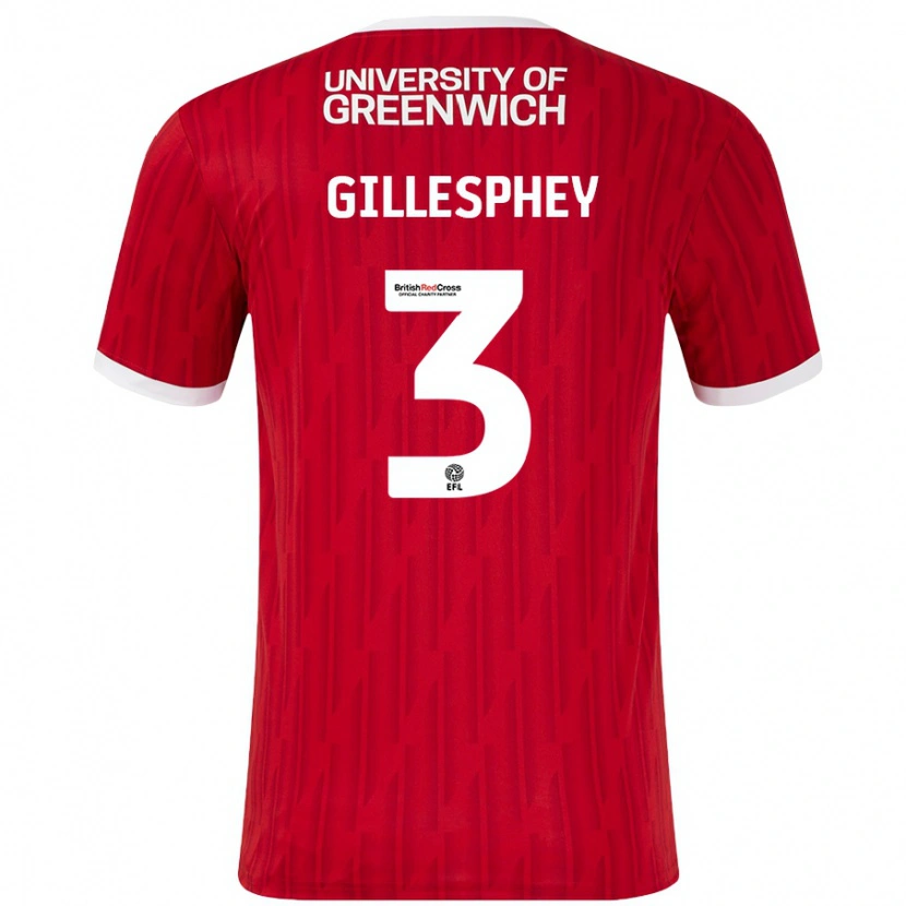 Danxen Kinderen Macaulay Gillesphey #3 Rood Wit Thuisshirt Thuistenue 2024/25 T-Shirt