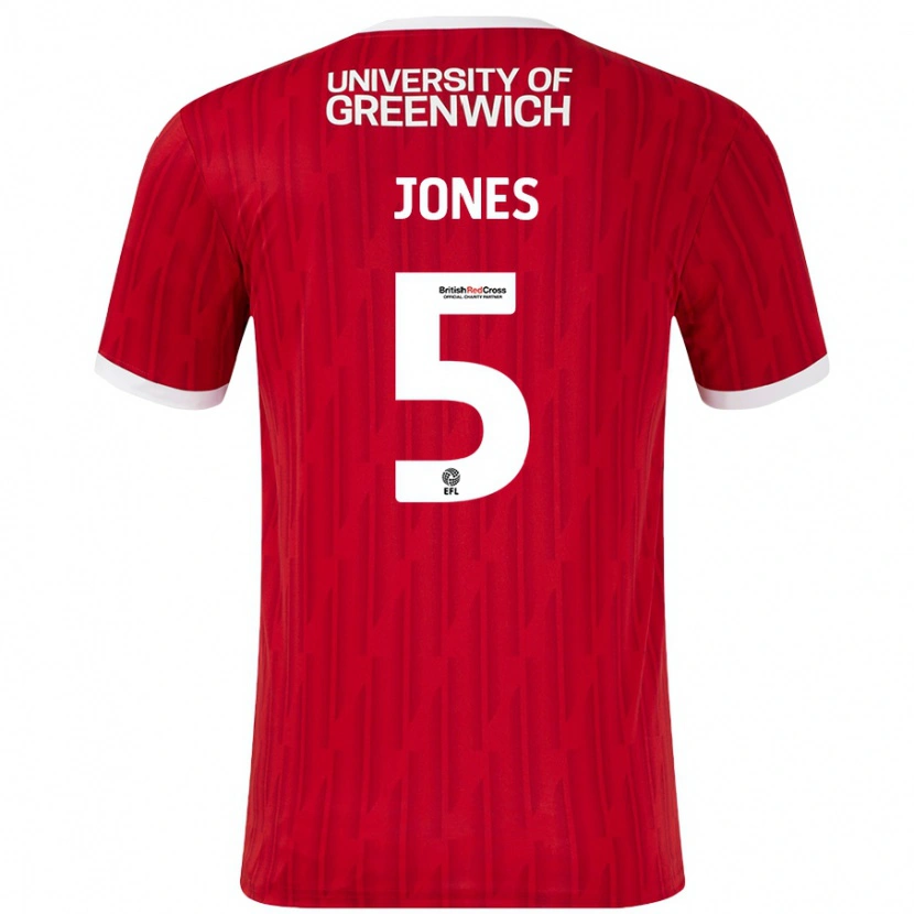 Danxen Kinderen Lloyd Jones #5 Rood Wit Thuisshirt Thuistenue 2024/25 T-Shirt