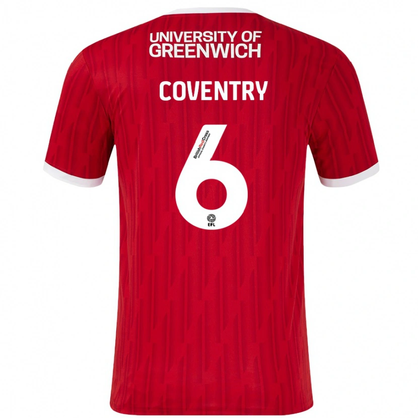 Danxen Kinderen Conor Coventry #6 Rood Wit Thuisshirt Thuistenue 2024/25 T-Shirt