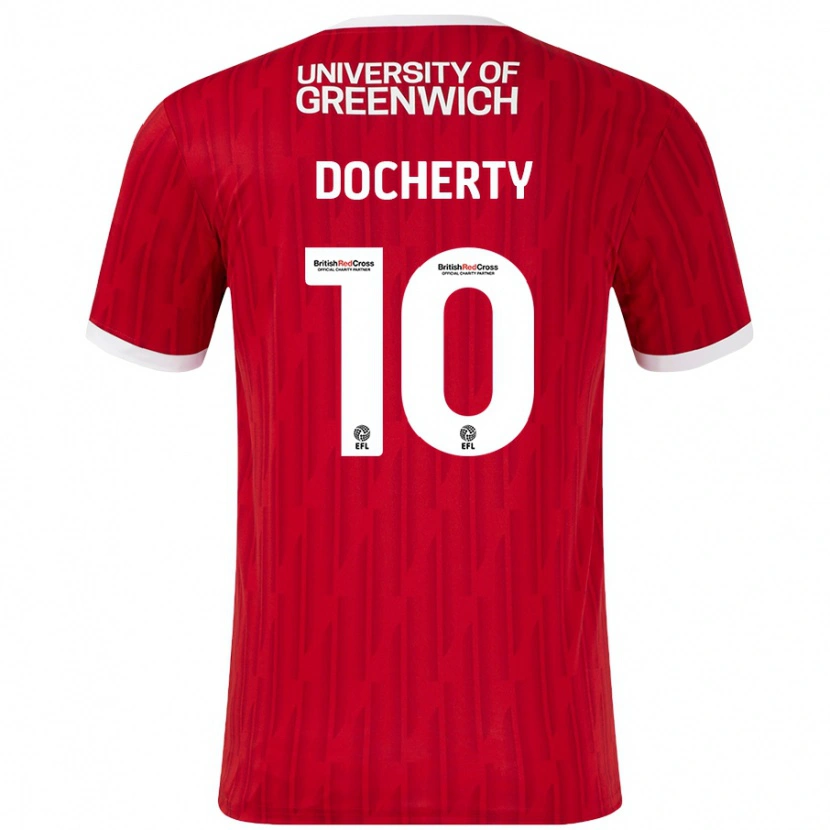 Danxen Kinderen Greg Docherty #10 Rood Wit Thuisshirt Thuistenue 2024/25 T-Shirt