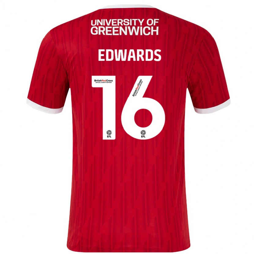 Danxen Kinderen Josh Edwards #16 Rood Wit Thuisshirt Thuistenue 2024/25 T-Shirt