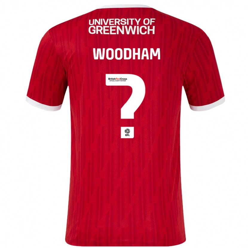 Danxen Kinderen Finley Woodham #0 Rood Wit Thuisshirt Thuistenue 2024/25 T-Shirt