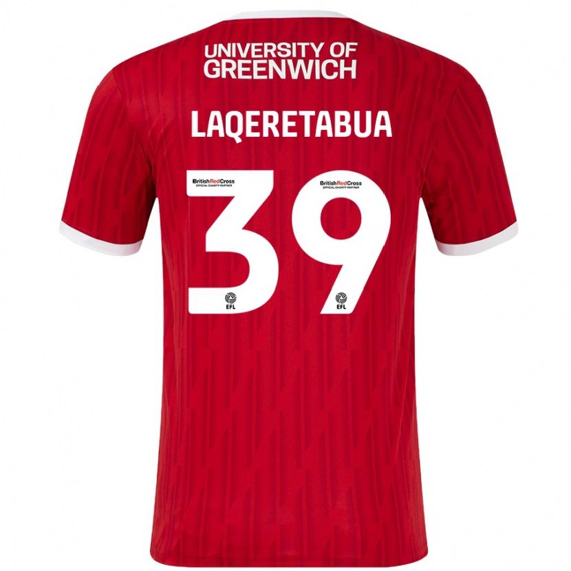 Danxen Kinderen Josh Laqeretabua #39 Rood Wit Thuisshirt Thuistenue 2024/25 T-Shirt