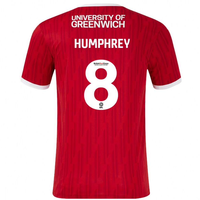 Danxen Kinderen Carla Humphrey #8 Rood Wit Thuisshirt Thuistenue 2024/25 T-Shirt