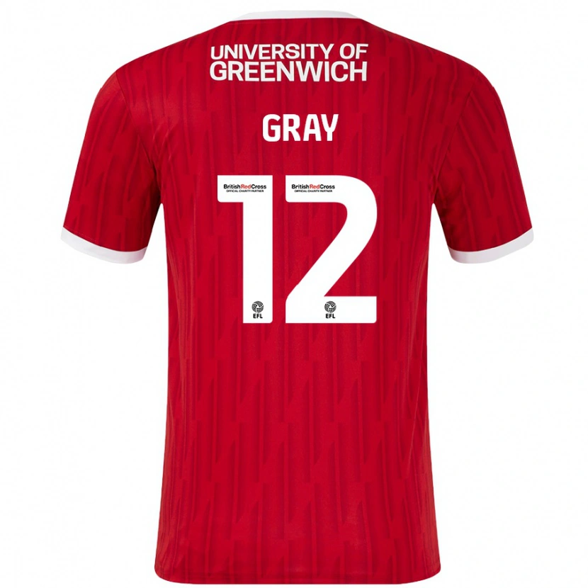 Danxen Kinderen Jessica Gray #12 Rood Wit Thuisshirt Thuistenue 2024/25 T-Shirt