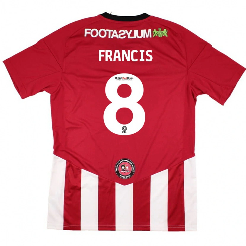 Danxen Kinderen Ed Francis #8 Rood Wit Thuisshirt Thuistenue 2024/25 T-Shirt