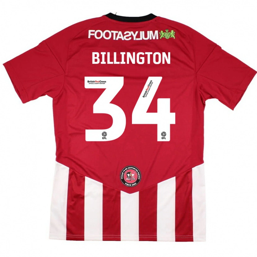 Danxen Kinderen Gabe Billington #34 Rood Wit Thuisshirt Thuistenue 2024/25 T-Shirt