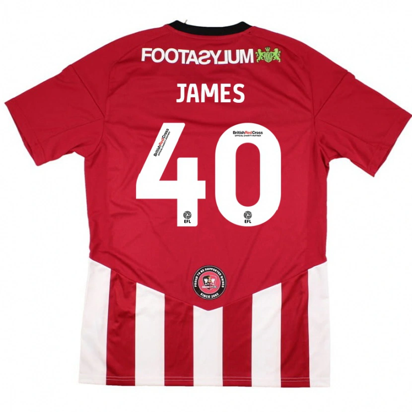 Danxen Kinderen Ed James #40 Rood Wit Thuisshirt Thuistenue 2024/25 T-Shirt