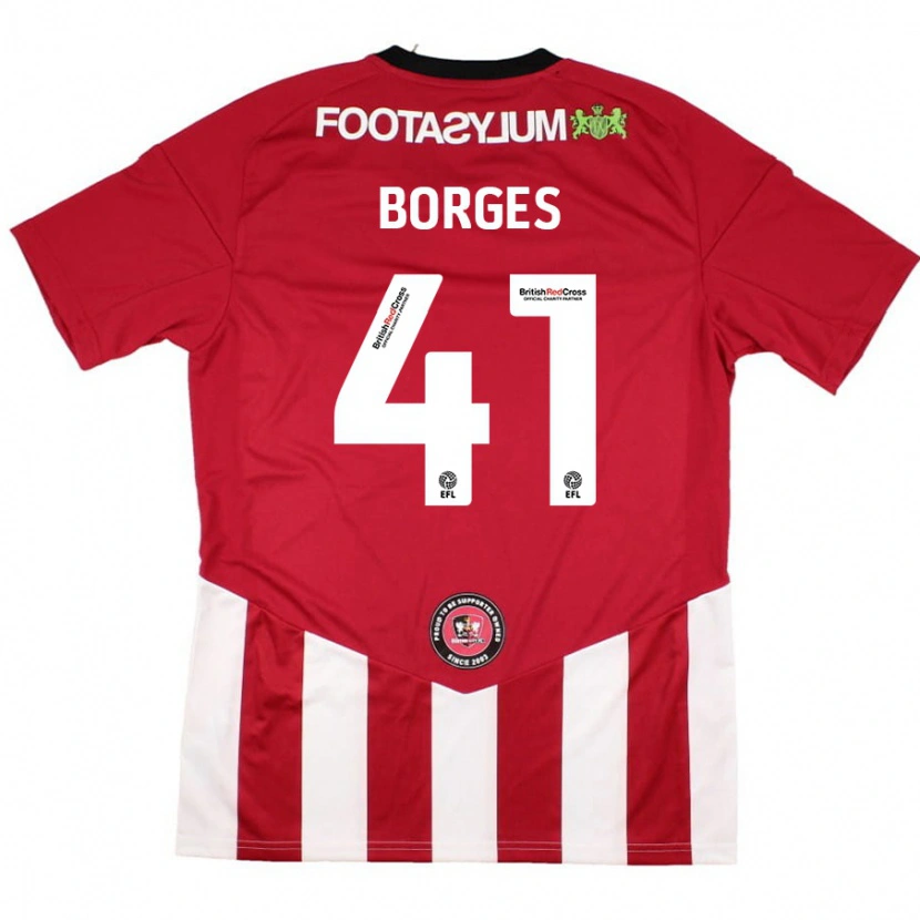 Danxen Kinderen Pedro Borges #41 Rood Wit Thuisshirt Thuistenue 2024/25 T-Shirt