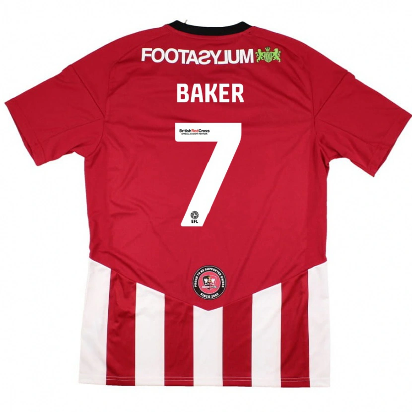 Danxen Kinderen Phoebe Baker #7 Rood Wit Thuisshirt Thuistenue 2024/25 T-Shirt