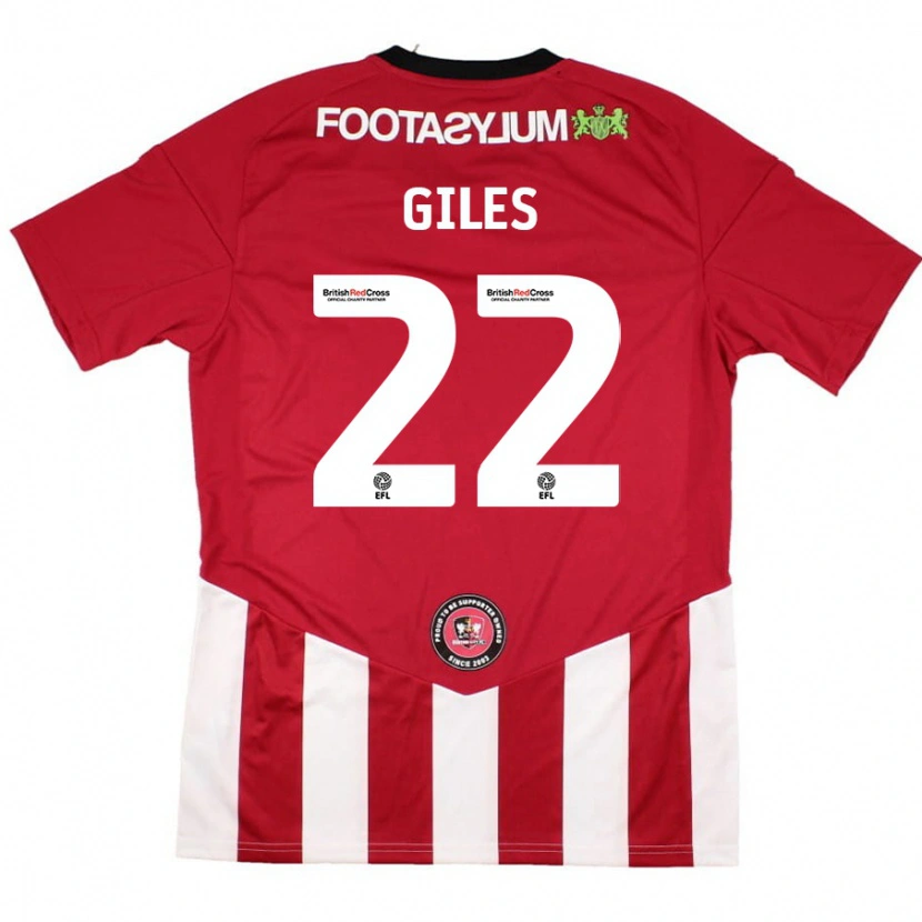 Danxen Kinderen Olivia Giles #22 Rood Wit Thuisshirt Thuistenue 2024/25 T-Shirt