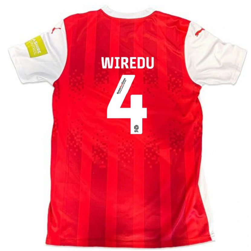 Danxen Kinderen Brendan Wiredu #4 Rood Wit Thuisshirt Thuistenue 2024/25 T-Shirt