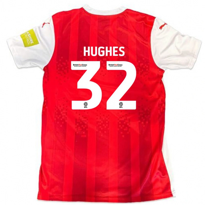 Danxen Kinderen Kayden Hughes #32 Rood Wit Thuisshirt Thuistenue 2024/25 T-Shirt