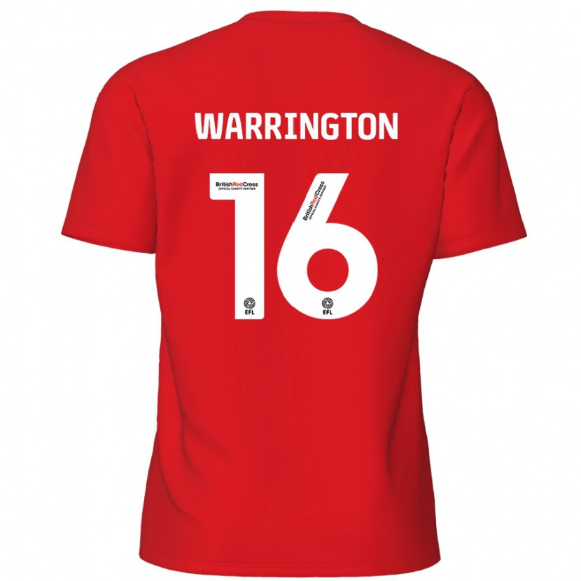 Danxen Kinderen Lewis Warrington #16 Rood Thuisshirt Thuistenue 2024/25 T-Shirt