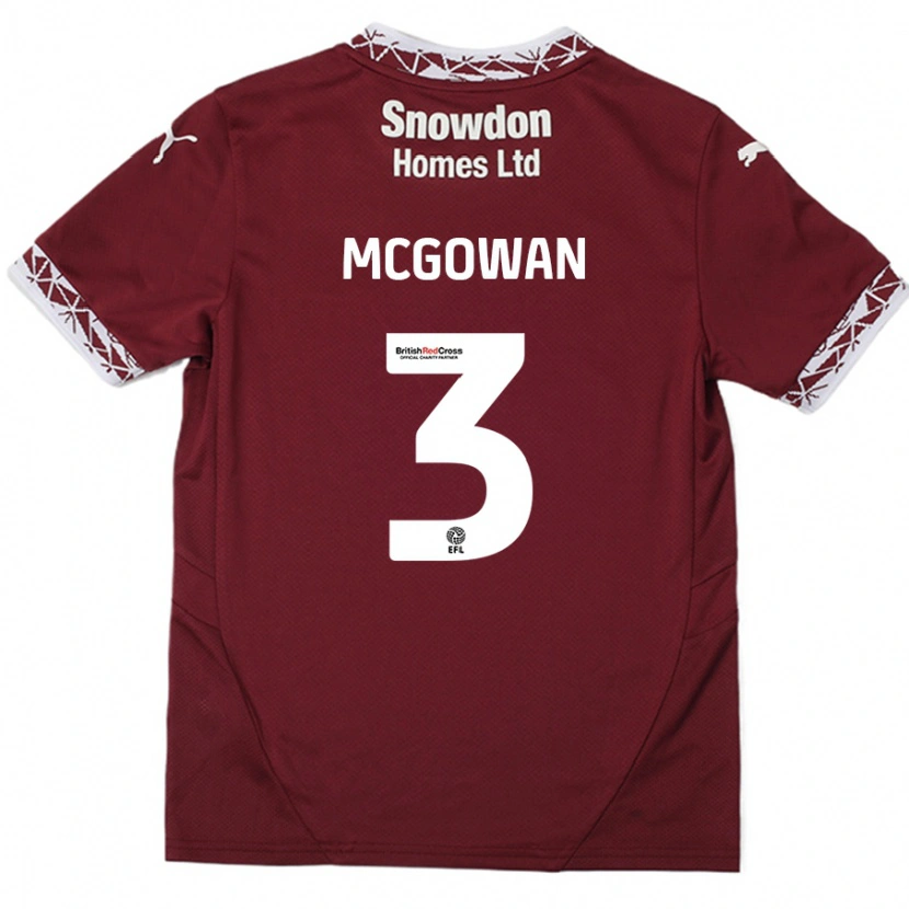 Danxen Kinderen Aaron Mcgowan #3 Bordeauxrood Thuisshirt Thuistenue 2024/25 T-Shirt