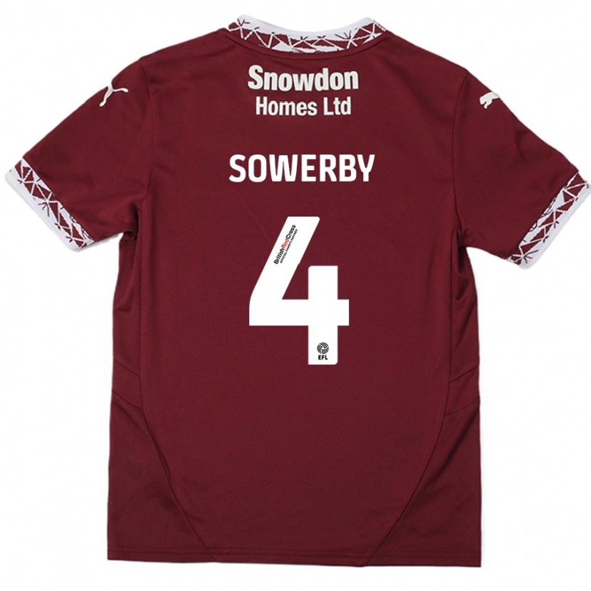 Danxen Kinderen Jack Sowerby #4 Bordeauxrood Thuisshirt Thuistenue 2024/25 T-Shirt