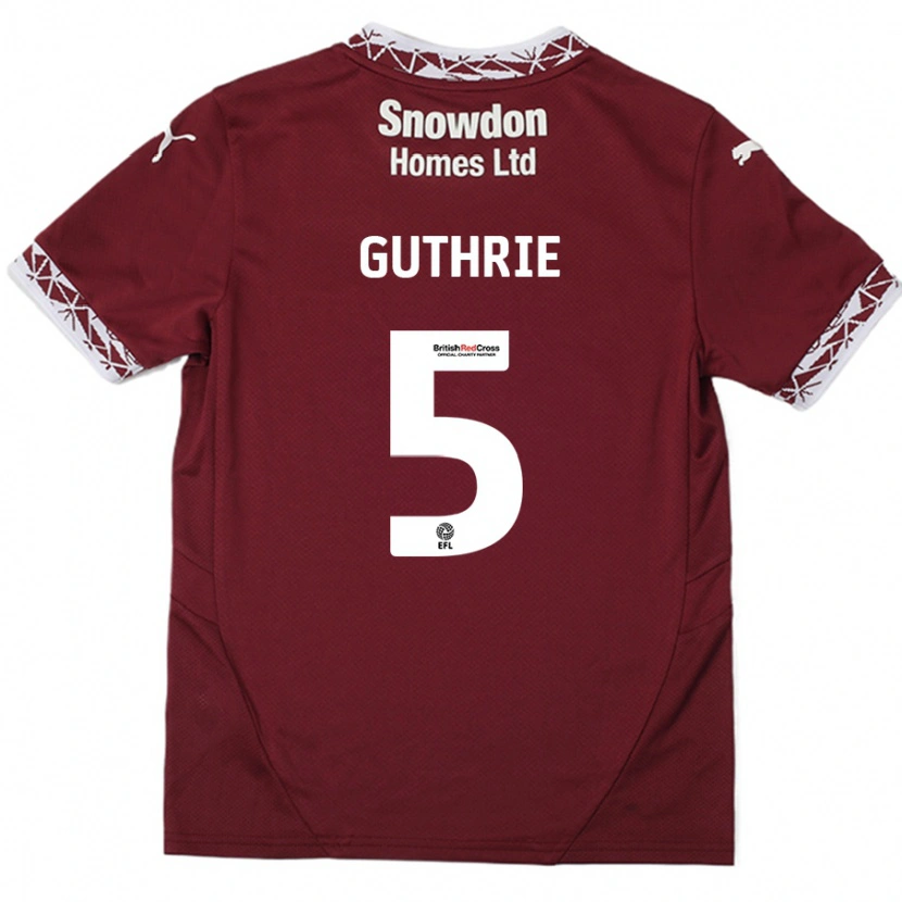 Danxen Kinderen Jon Guthrie #5 Bordeauxrood Thuisshirt Thuistenue 2024/25 T-Shirt