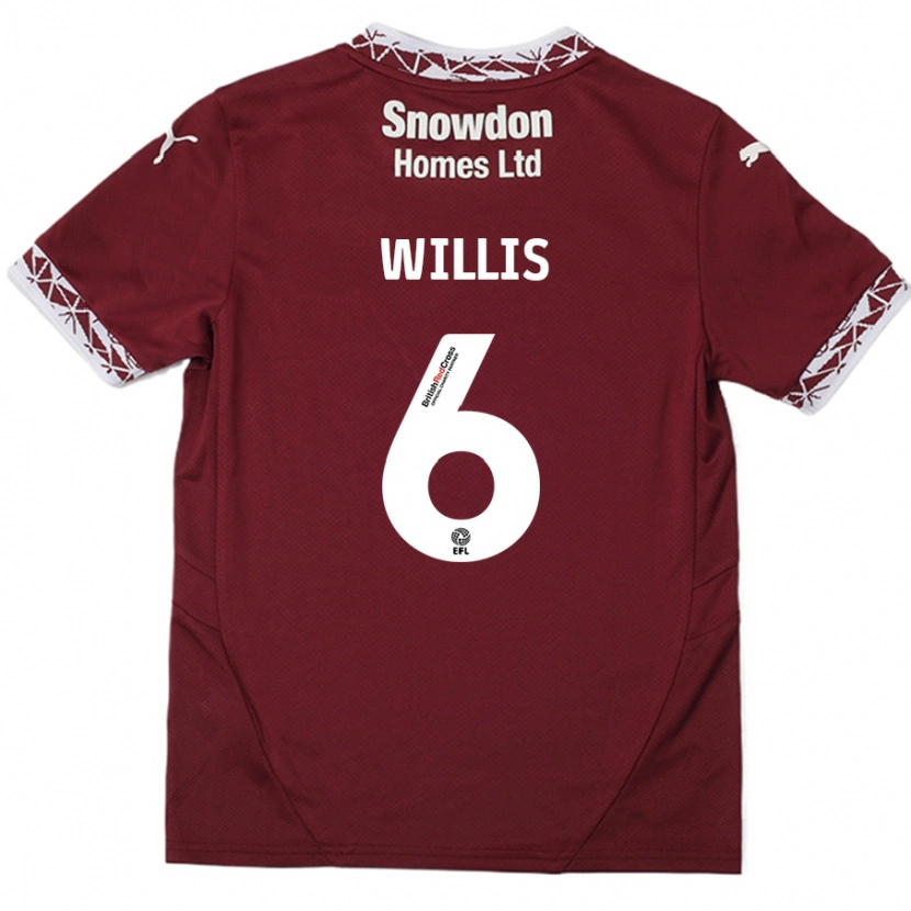 Danxen Kinderen Jordan Willis #6 Bordeauxrood Thuisshirt Thuistenue 2024/25 T-Shirt