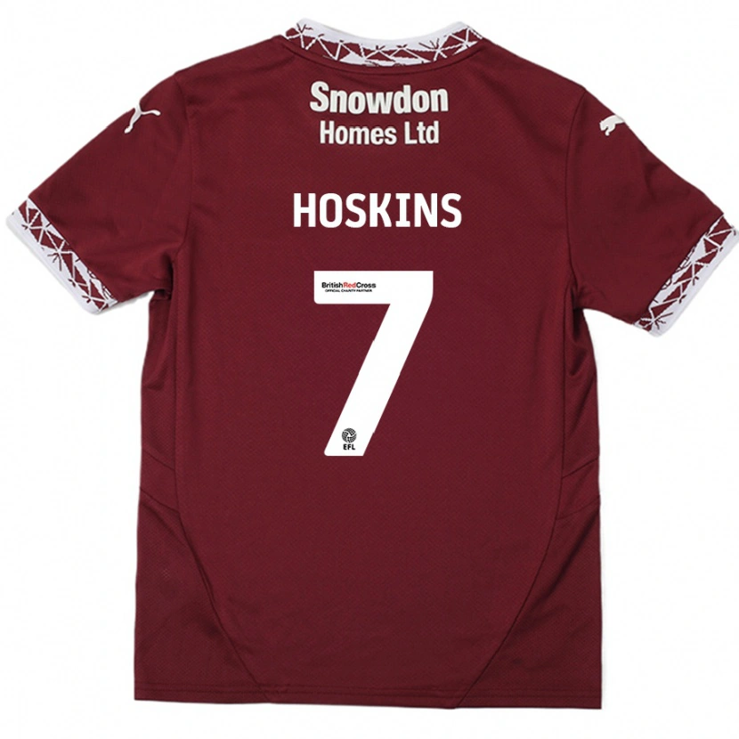 Danxen Kinderen Sam Hoskins #7 Bordeauxrood Thuisshirt Thuistenue 2024/25 T-Shirt