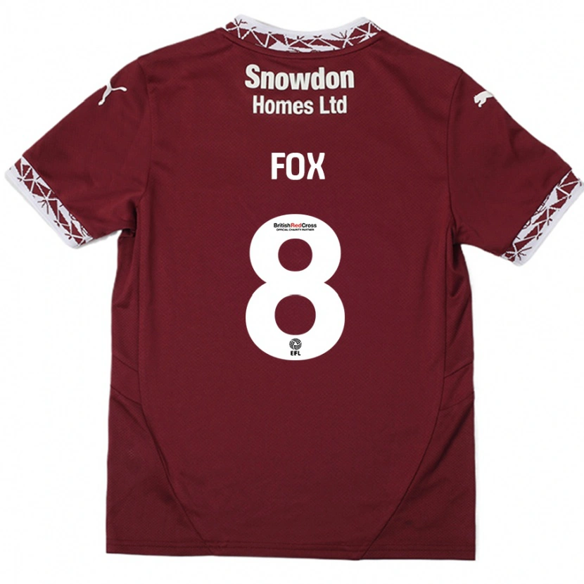 Danxen Kinderen Ben Fox #8 Bordeauxrood Thuisshirt Thuistenue 2024/25 T-Shirt