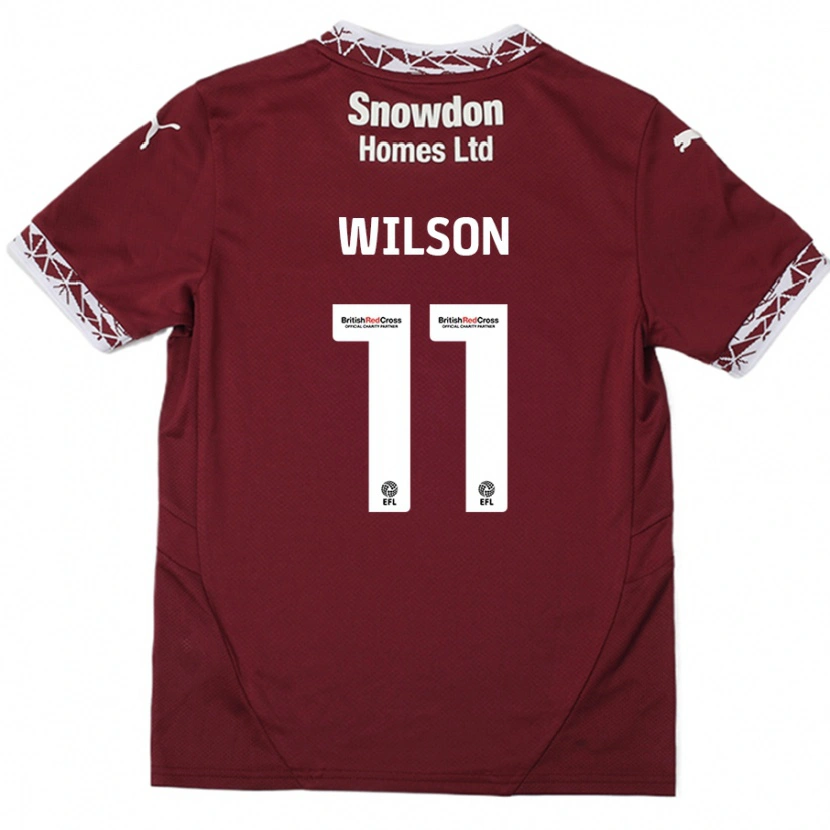 Danxen Kinderen James Wilson #11 Bordeauxrood Thuisshirt Thuistenue 2024/25 T-Shirt