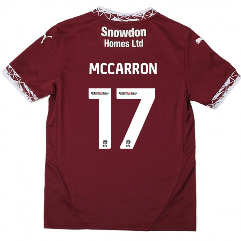 Danxen Kinderen Liam Mccarron #17 Bordeauxrood Thuisshirt Thuistenue 2024/25 T-Shirt