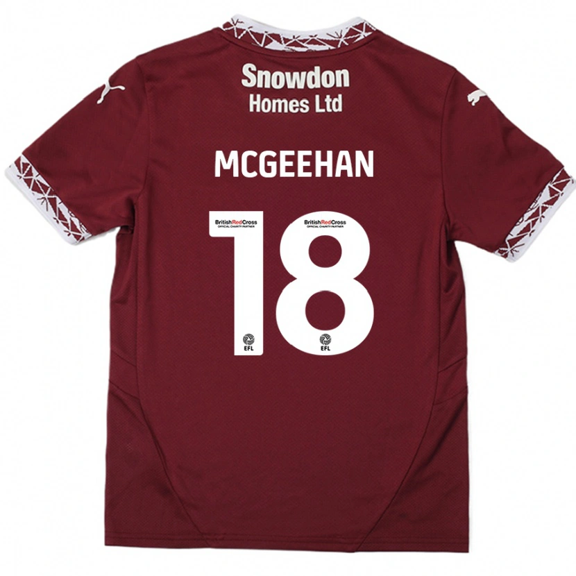 Danxen Kinderen Cameron Mcgeehan #18 Bordeauxrood Thuisshirt Thuistenue 2024/25 T-Shirt