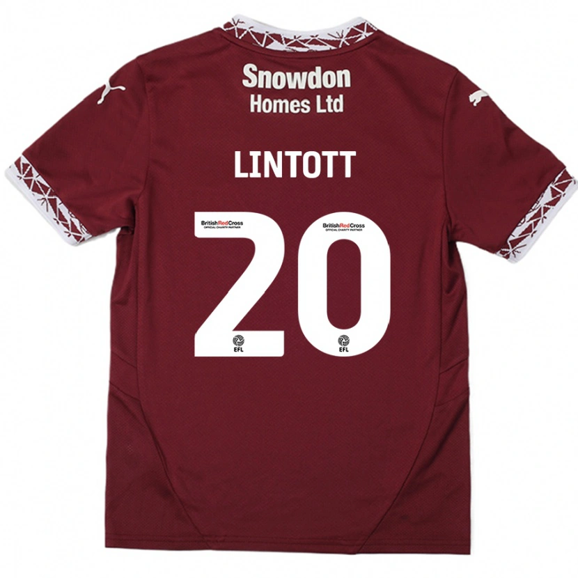 Danxen Kinderen Harvey Lintott #20 Bordeauxrood Thuisshirt Thuistenue 2024/25 T-Shirt