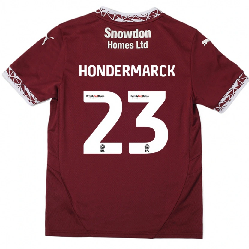 Danxen Kinderen William Hondermarck #23 Bordeauxrood Thuisshirt Thuistenue 2024/25 T-Shirt