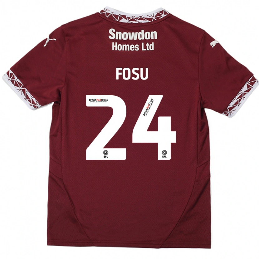 Danxen Kinderen Tariqe Fosu #24 Bordeauxrood Thuisshirt Thuistenue 2024/25 T-Shirt