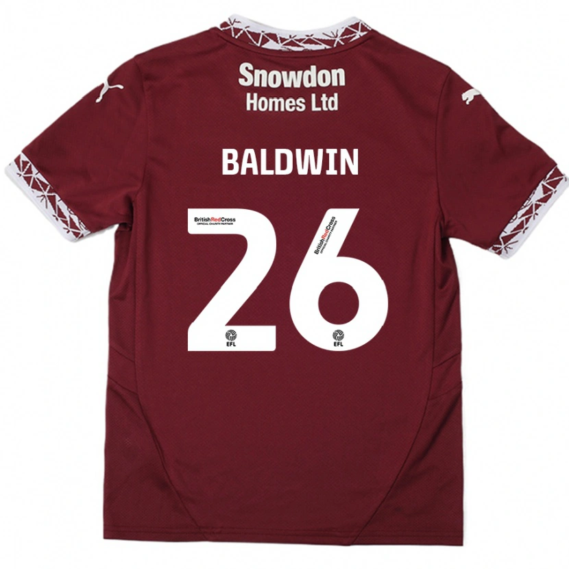 Danxen Kinderen Jack Baldwin #26 Bordeauxrood Thuisshirt Thuistenue 2024/25 T-Shirt