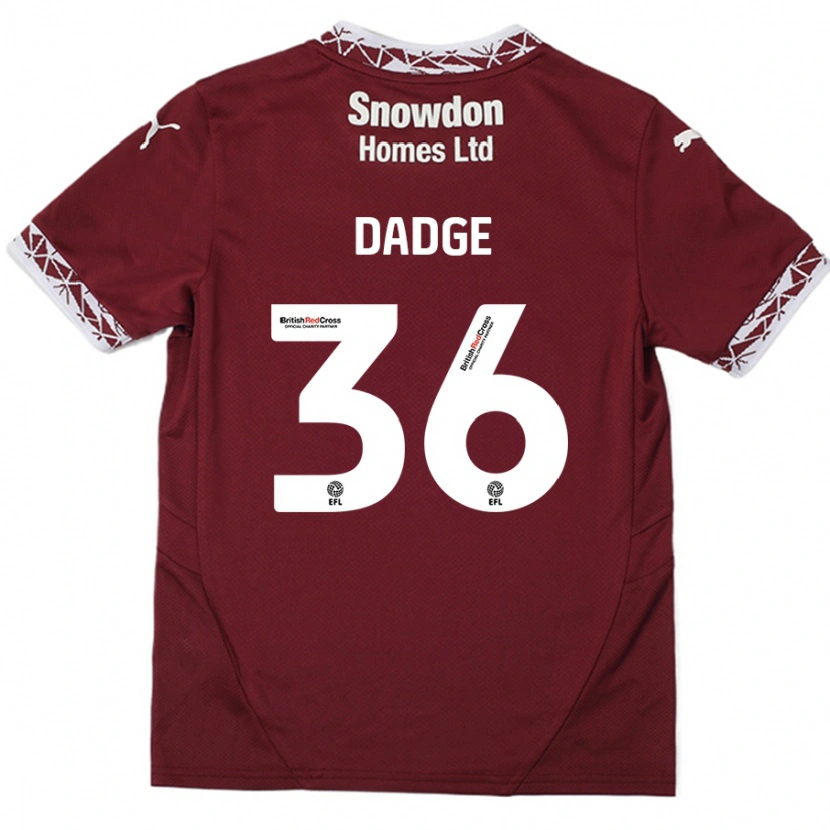 Danxen Kinderen James Dadge #36 Bordeauxrood Thuisshirt Thuistenue 2024/25 T-Shirt