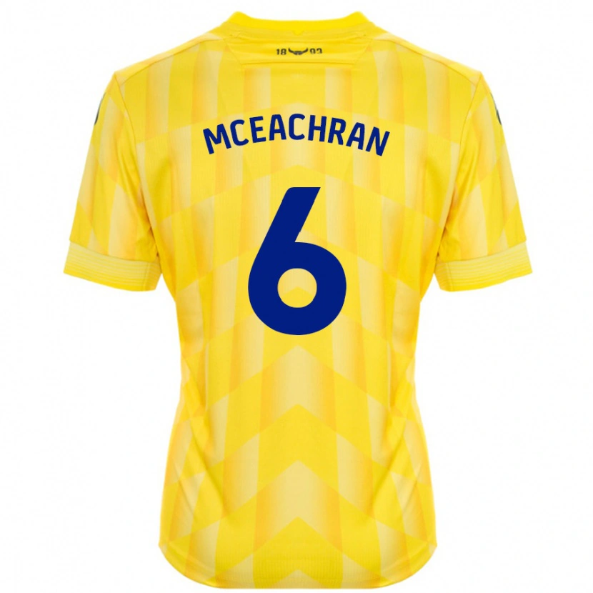 Danxen Kinderen Josh Mceachran #6 Geel Thuisshirt Thuistenue 2024/25 T-Shirt